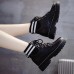 Boots Women British Style Winter New Leather Women Chelsea Boots Lace Up Thick-soled Fur Women Ankle Boots