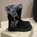 New Winter Women Boots Casual Warm Fur Mid-Calf Boots Shoes Women Slip-On Round Toe Wedges Snow Boots Shoes Plus Size